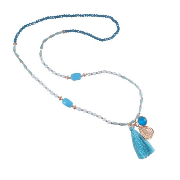 Stretch Tassel Beaded Necklace/Bracelet - Green - Picture 6 of 8